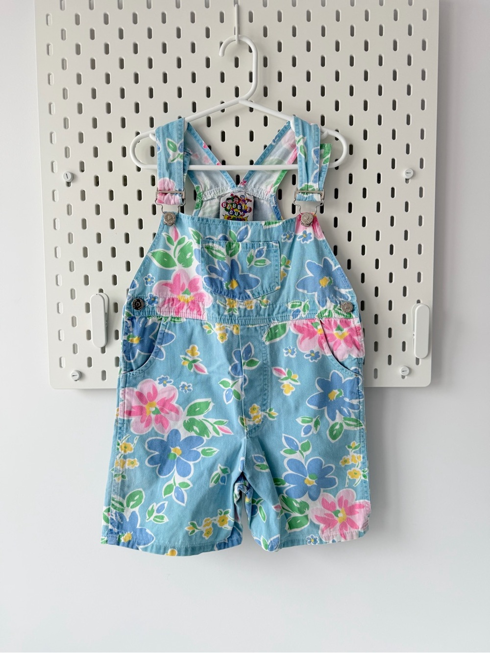Vintage blue florals Bubble gum Shortalls 6X Like new